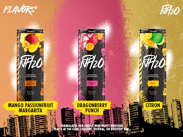 NH2O Superior Hydration Drink Naturally Flavored Zero Sugar Zero Caffeine Zero Alcohol 12 fl oz 3 Flavor Variety Pack
