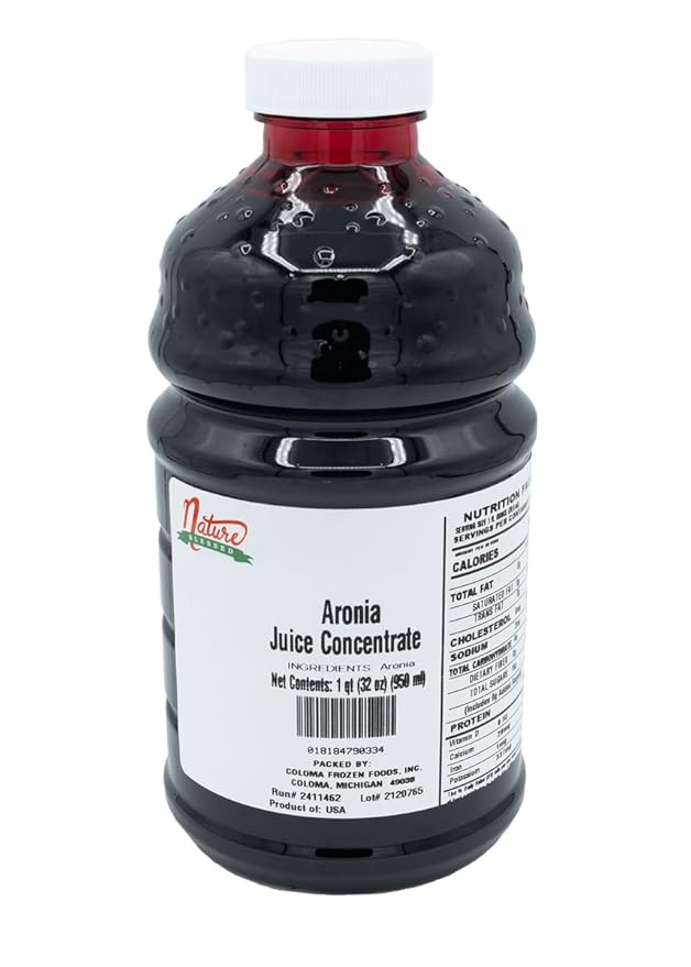 Nature Blessed 100% Pure Aronia Berry Fruit Juice Concentrate - 1 Quart (1/32 fl oz bottle) Applications: Excellent for Home Wine Making Brewing Distilling Smoothies Mead Jelly