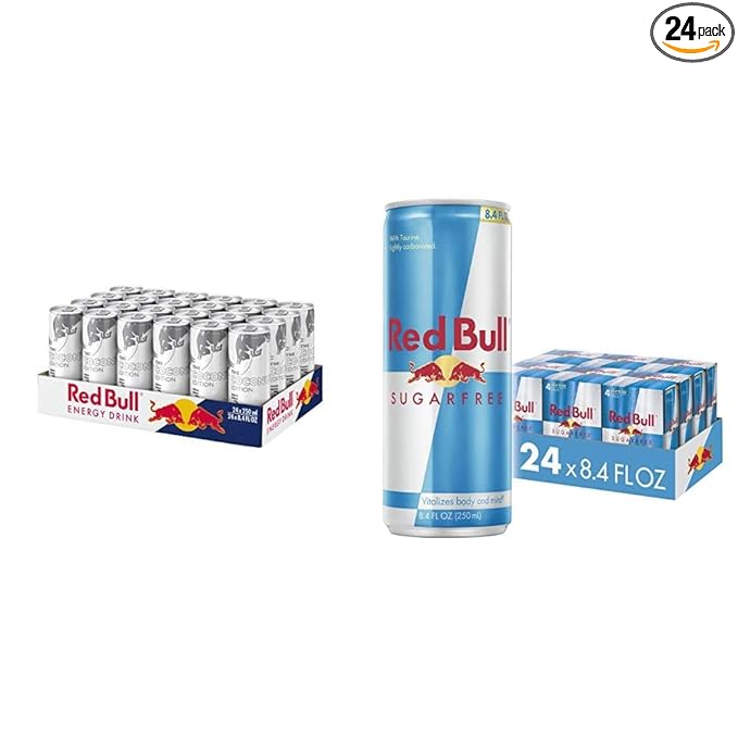 Red Bull Energy Drink Coconut Berry (24 Count) and Red Bull Sugar Free Energy Drink (24 Cans)