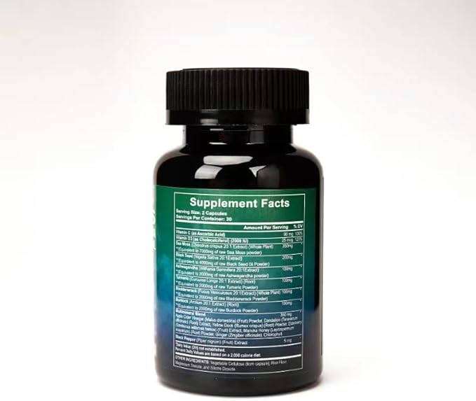ShilajitSea Moss Black Seed OilMushroom &amp Herb Supplement with Lions Mane Turkey Tail Reishi Cordyceps Chaga Ashwagandha Ginger Rhodiola Rosea &amp Panax GinsengAll in One Supplement.