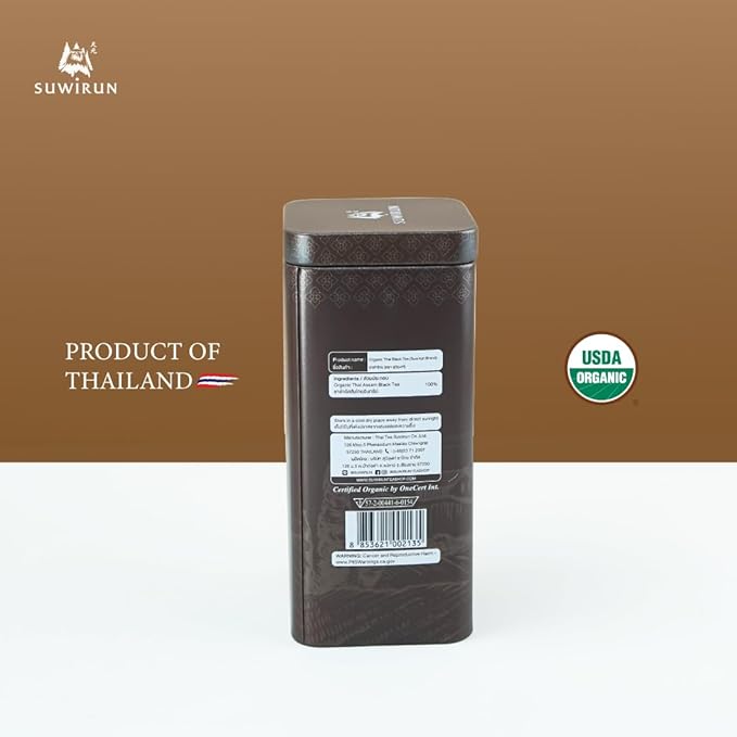Suwirun Organic Assam Thai Black Tea 25 Bags – Bold Smooth &amp Aromatic – Premium Quality No Additives – Perfect for Hot Iced &amp Thai Milk Tea