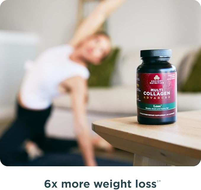 Ancient Nutrition Multi Collagen Advanced Lean with Probiotics Hydrolyzed Collagen Peptides Supports Healthy Weight Loss and Fat Loss 90 Count