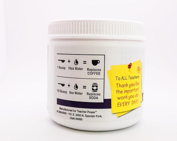 Teacher Power (The Original) Sugar Free Energy Drink 70/servings per Jar 100mg Caffeine with B Vitamins (Black Raspberry)