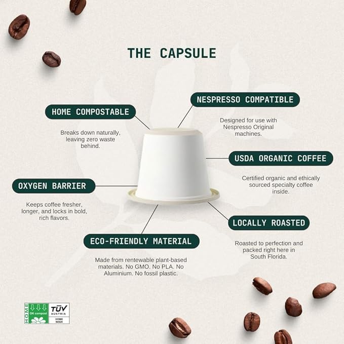 Artizan Coffee USDA Organic Espresso Coffee Capsules For Nespresso Original | French Vanilla Flavored | 80 Compatible Compostable Pods