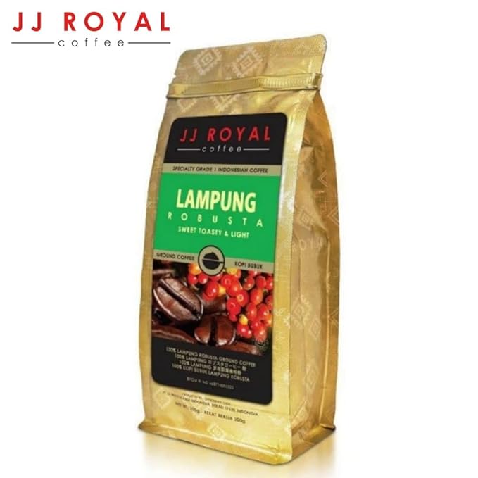 JJ Royal Coffee Lampung Robusta 200g Ground Coffee (Pack of 2)