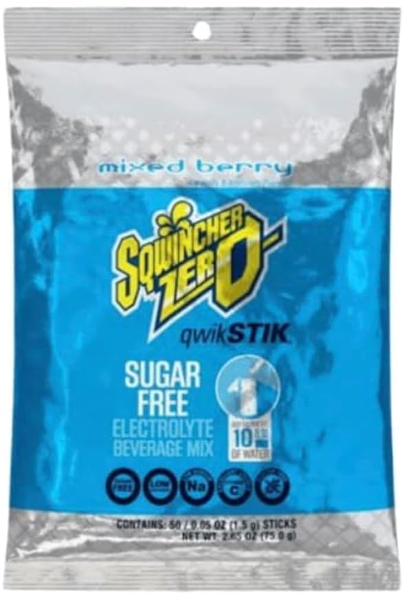 Sqwiincher Zero Qwik Stik Electrolyte Powder Hydration Drink Mix Multi Flavors - 0.05 0z Packet - (500 Pack Assorted Flavors)