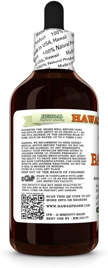 Bai Zhu (Atractylodes Macrocephala) Dry Rhizome Glycerite Made in Hawaii All Natural Vegan Lab Tested Alcohol-Free Liquid Extract - 4 fl.oz