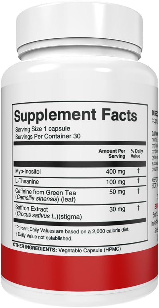 Silver Fern Stress Complex Supplement - with Caffeine - Sleep Worry Mood &amp More - with Saffron Supplements L-Theanine Supplement and Myo-inositol - Natural Stress Relief Supplements - 30 Servi