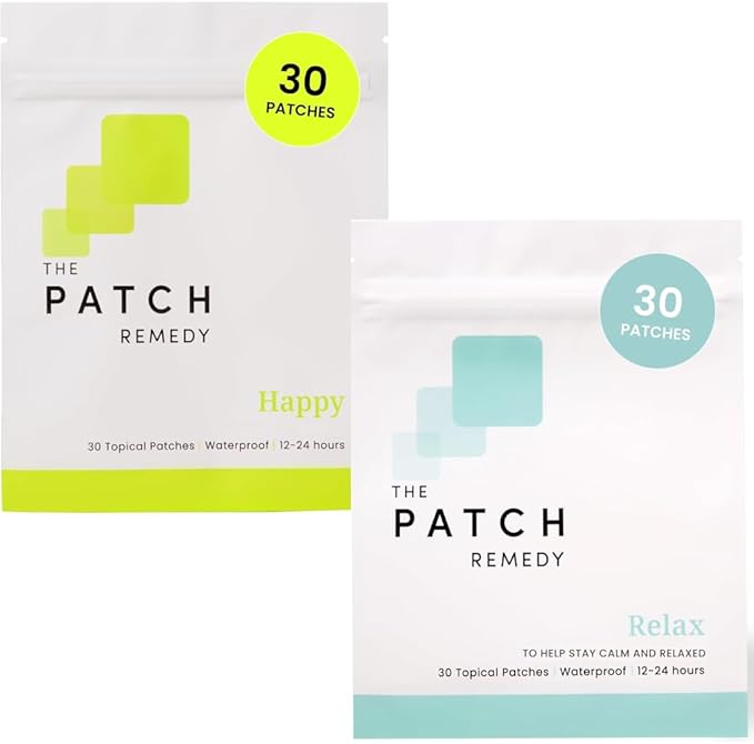 The Patch Remedy Happy &amp Relax Patch Kit - Patches with 5-HTP L-Theanine Rhodiola Rosea Inositol Vitamin B6 Vitamin D3 Ashwagandha Lemon Balm Valerian Passionflower
