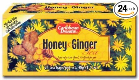 Caribbean Dreams Honey &amp Ginger Tea 24 Tea Bags Per Box (Pack of 3)