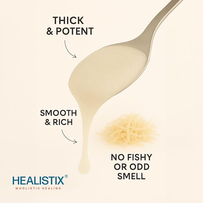 Healistix Raw Sea Moss Gel [16 Oz] - Exquisitely Crafted from Irish Seamoss Wildcrafted in The Pristine Waters of St Lucia A Natural Delight Sea Vegetable in Glass Jar
