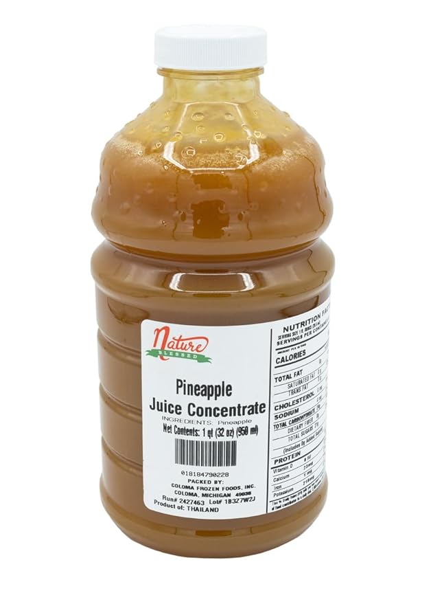 Nature Blessed 100% Pure Pineapple Fruit Juice Concentrate - 1 Quart (1/32 fl oz bottle) Applications: Wine Making Brewing Disitilling Cider