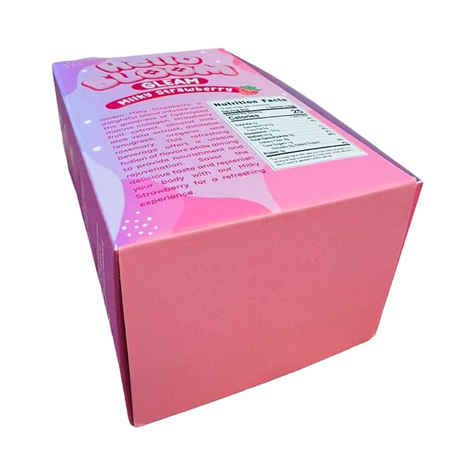 Hello Bloom Gleam Milky Powder Drink [10 Sachets x 18g] 6.3 Ounce (Pack of 1) Milky Strawberry