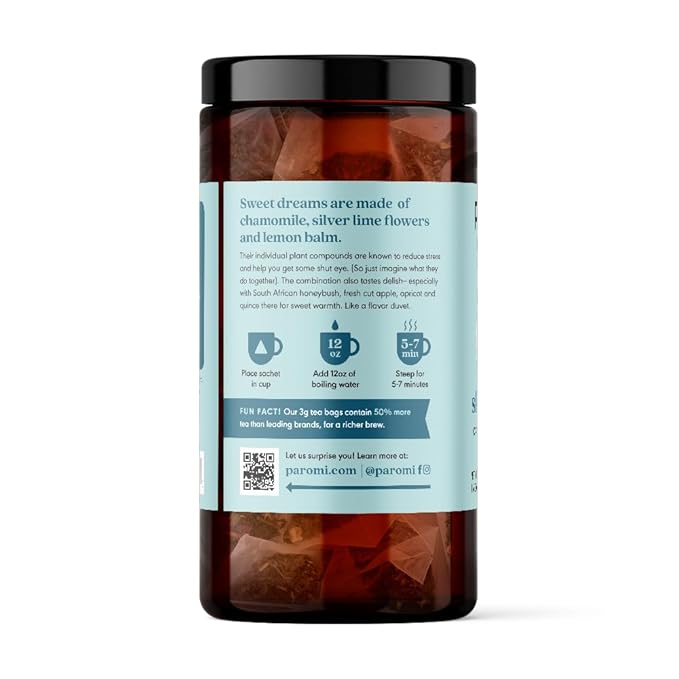 Paromi Sleep with Me Organic Herbal Tea Signature Jar 15 Count (Pack of 6)