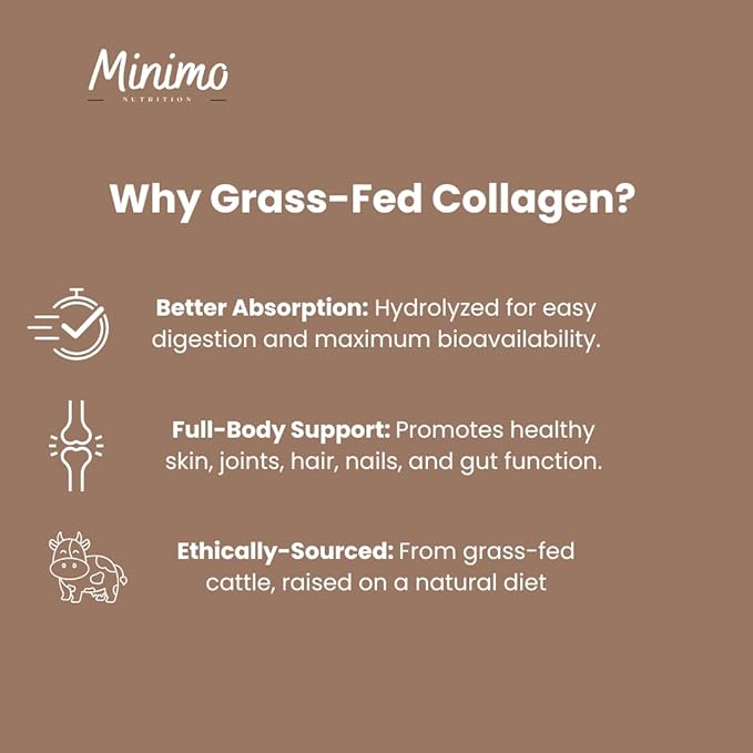 Chocolate Grass-Fed Collagen Peptides for Hair Skin Nails and Joints Non-GMO and Gluten Free 13.3 oz.