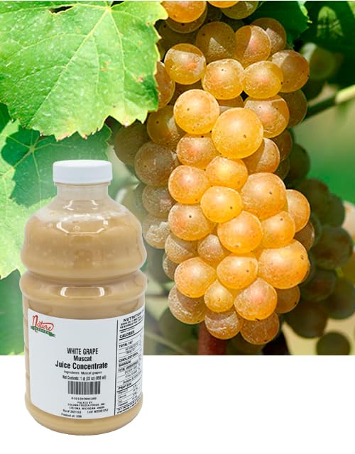 Nature Blessed 100% Pure Muscat White Grape Fruit Juice Concentrate - 4 Quarts (4/32 fl oz bottles) Especially good for Home Vintners Home Brewers Smoothies a Refreshing Drink or Making Jelly