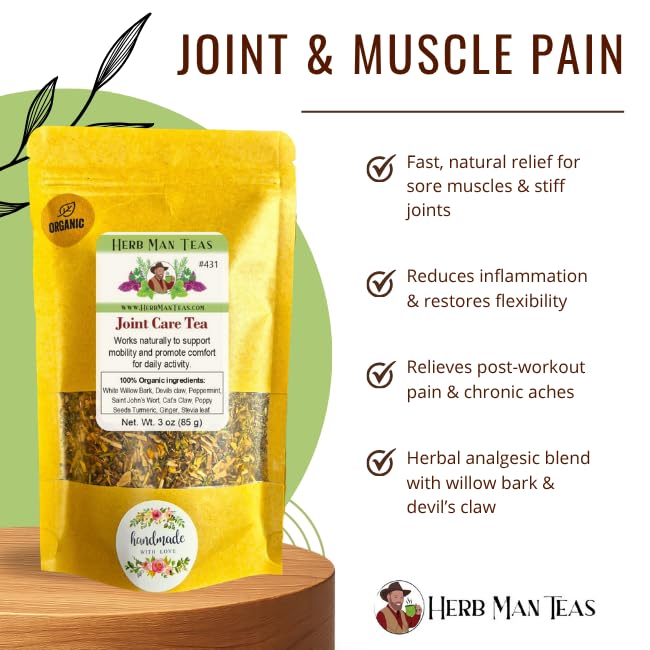 JOINT CARE TEA – Herbal Support for Joint Comfort Flexibility &amp Mobility – Formulated by Master Herbalist Khabir – 100% Organic Non-GMO No Additives