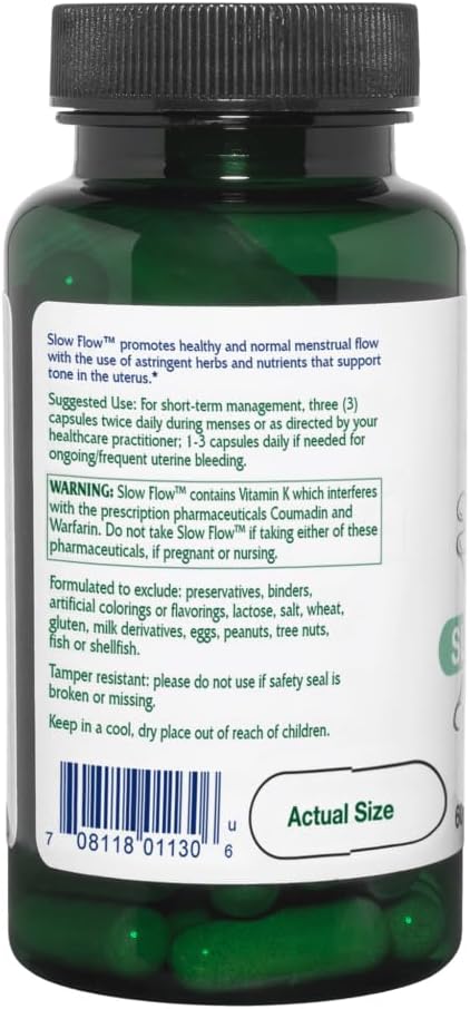 Vitanica Slow Flow Menstrual Flow Support Vegan 60 Capsules (Slow Flow Pro Logo)