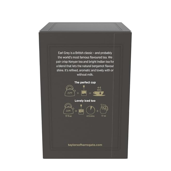 Taylors of Harrogate Earl Grey Black Tea Individually Wrapped Bags 20 Count (Pack of 6) Fragrant Delicate &amp Light Caffeinated Enjoy Hot or Iced 120 Teabags