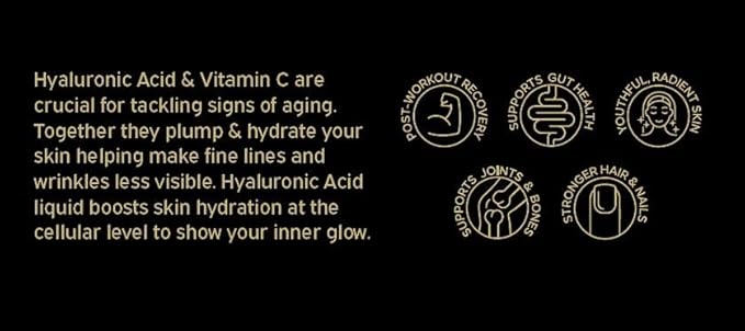 Liquid Collagen Protein w/Hyaluronic Acid &amp Vitamin C - Gold Edition (Apple) 16000mg (16g) Hydrolyzed Collagen Peptides Supplement - 1oz Packets (Box of 24)