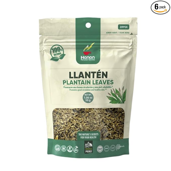 Hanan Peruvian Secrets Plantain (Llanten) Loose Herbal Tea |100% Natural Herb from the Andes Mountains | 1.06 oz / 30g |