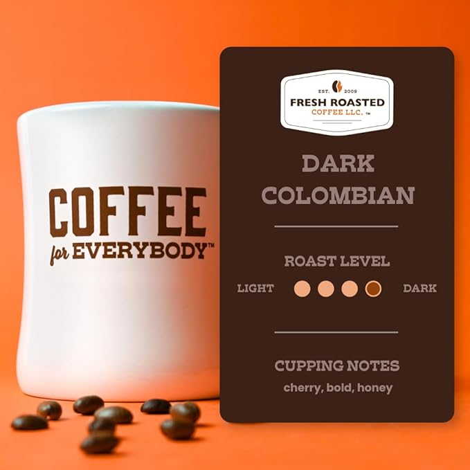 Fresh Roasted Coffee100% Dark Colombian 5 lb (80 oz) Med-Dark Roast Whole Bean Kosher