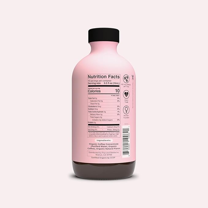 Pop &amp Bottle Organic Cold Brew Coffee Concentrate - Iced Coffee Concentrate Liquid for At Home Dairy Free Makes Up to 16 Cups - Vanilla &amp Caramel 8 fl oz (Mixed 2 Pack)