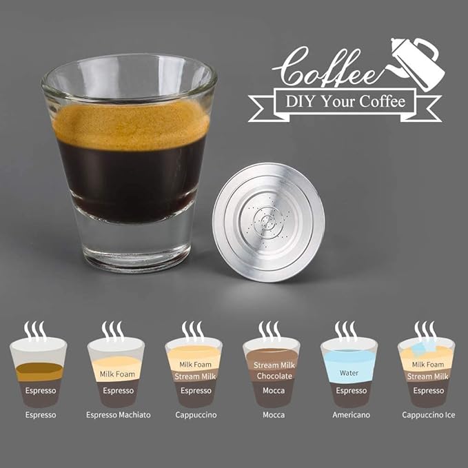 2 Pcs Reusable Stainless Steel Coffee Capsules Compatible with L'OR Barista LM8012 / 60 Refillable Coffee Pods Metal L'or Espresso Pods(Big &amp Small)