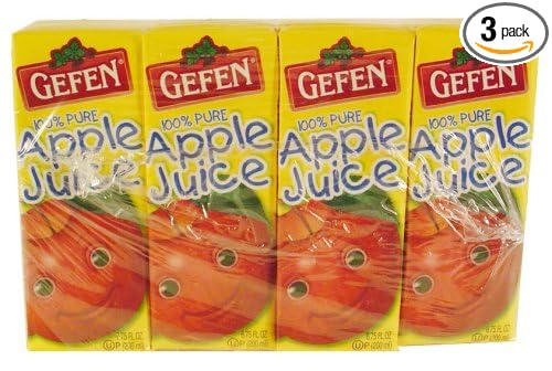 Gefen Apple Juice Box Drink (4 Pack 6.75 Oz. Each) Pack of 3