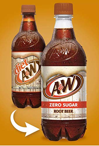 A&ampW Zero (Diet) Root Beer 20 Fl Oz Bottles (Pack of 12 Total of 240 Fl Oz)