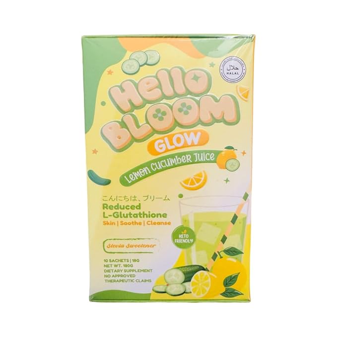 Hello Bloom Glow Reduced L-Glutathione Powder Juice Drink (10 Sachets x 18g Lemon Cucumber)