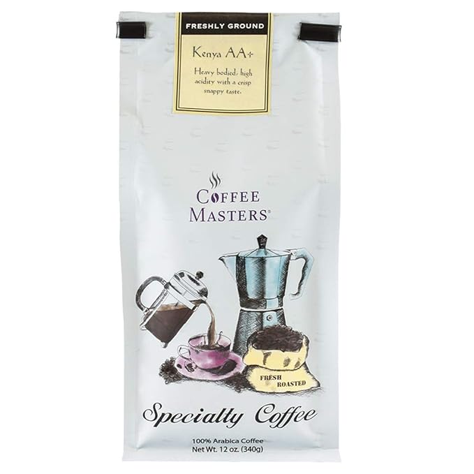 Coffee Masters Gourmet Coffee Kenya AA Ground 12-Ounce Bags (Pack of 4)