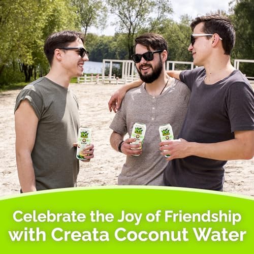 Coconut Water Bulk 99% Pure 16.57 Fl Oz - Pack of 12 Nutrient-Rich and Fresh | Low Sugar &amp Calories | Pure Coconut Water with Electrolytes by Creata