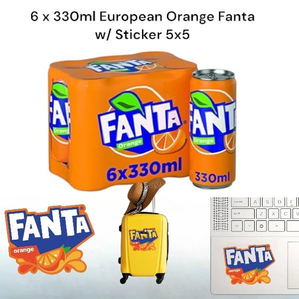 Original European FANTA Orange Flavor Soda Soft Drink- 6pack 330ml/each With FANTA Sticker