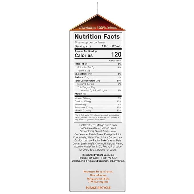 Island Oasis Mango Peach Frozen Beverage Mix 32 Fluid Ounce - 12 per case