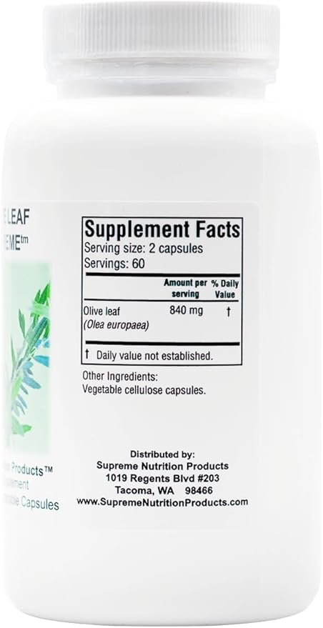 Supreme Nutrition Olive Leaf Supreme 120 Pure Olive Leaf Vegetarian Capsules