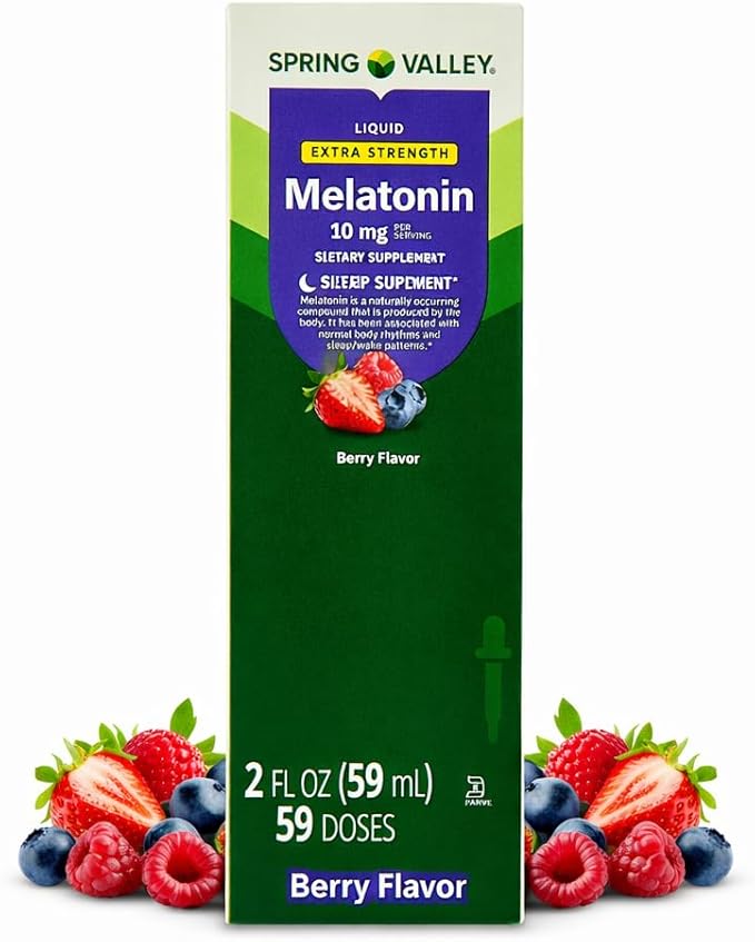 Liquid Melatonin Sleep Support Dietary Supplement 10 mg per Serving Liquid Drops with Dropper 2 fl oz