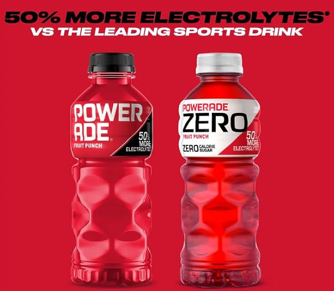 POWERADE Electrolyte Enhanced Sports Drinks w/ Vitamins Fruit Punch 20 Fl Oz Bottles (24)