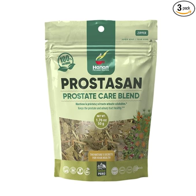 Hanan Peruvian Secrets Prostasan Herbal Tea | 100% Natural Prostate Care Blend | 1.76oz / 50g | Naturally Aids in Cleansing the Prostate and Urinary Tract - 3 Pack