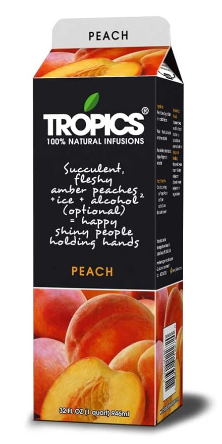 Tropics Peach Drink Mix 32 Ounce -- 12 per case.