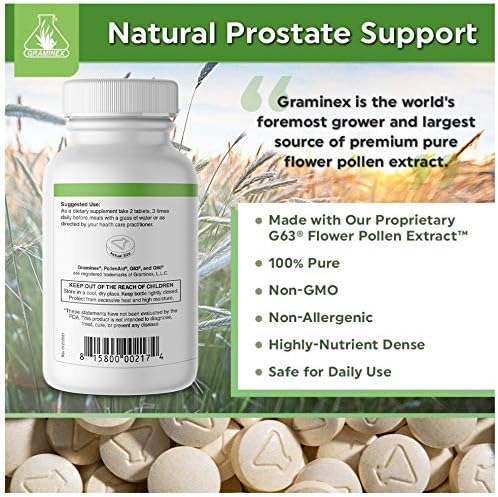 Graminex PollenAid Prostate Supplement: All Natural Prostate Support for Bladder Control &amp Urinary Tract Health Rye Pollen Extract Made in USA 200 Tablets