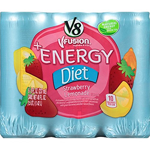V8 +Energy Variety Pack Pomegranate Blueberry Peach Mango Orange Pineapple and Diet Strawberry Lemonade 8 Ounce (Pack of 24)