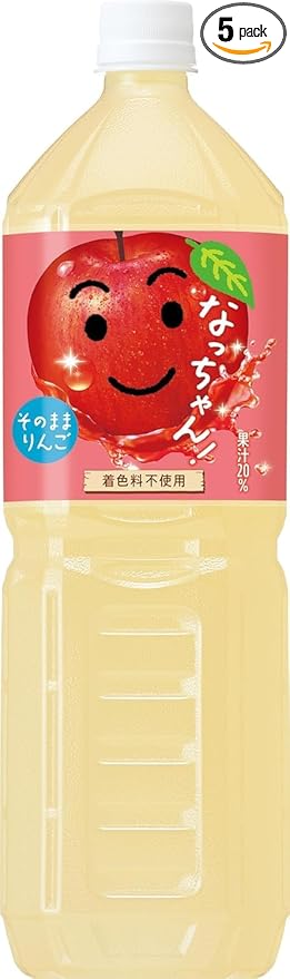 Nacchan Apple Juice 1.5L (Pack of 5) Value Pack Japanese Apple Fruit Juice Drink MADE IN JAPAN