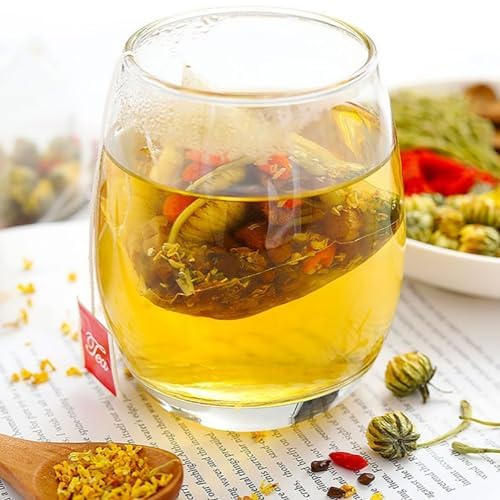 Liver Tea Formula - Goji Berry Tea Chrysanthemum Liver Tea Chrysanthemum Cassia Seed Tea Té de Hígado Crisantemo Té de Semillas Chinese Herbal Tea 60Pcs/2Bags