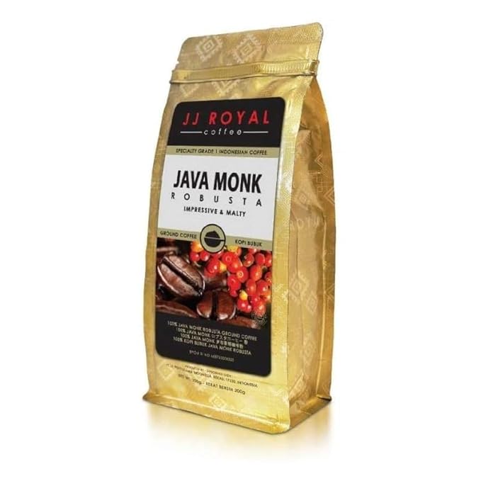 JJ Royal Coffee Java Monk Robusta 200g Ground Coffee (Pack of 1)