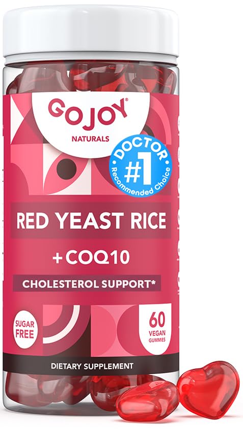 Sugar-Free Red Yeast Rice with CoQ10 Gummies - Cholesterol Supplements with Red Rice Yeast 1000 mg. - Cholesterol Gummies Complex - Vegan Non-GMO Gluten-Free &amp Citrinin-Free Supplement