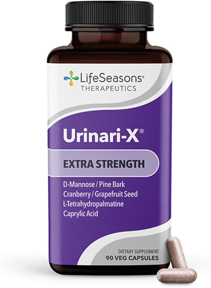 Urinari-X Extra Strength with Enhanced Comfort - Urinary Tract Support - Fast UTI Relief - Vitamin Supplement for Bladder Function - D-Mannose Cranberry Pinebark Uva Ursi &amp Grapefruit - 90 Caps