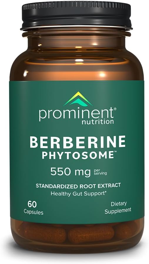 Prominent Nutrition Berberine Phytosome - Up to 9.6X Superior Absorption - Standardized Berberine for Digestive Gut &amp Heart Health Support - Non-GMO Vegan &amp Gluten-Free - 60 Capsules (60 Ser