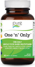 One n Only Whole Food Multivitamin by Pure Essence - Super Energetic Once a Day with Superfoods Minerals Enzymes Vitamin D D3 B12 Biotin - 60 Tablets