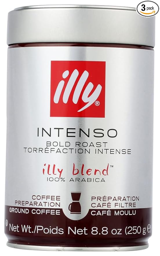 illy Caffe Scuro Drip Grind (Dark Roast Brown Band) 8.8-Ounce Tins (Pack of 3)
